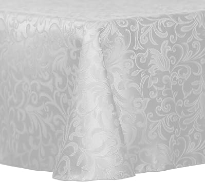 Ultimate Textile Somerset 90 x 132-Inch Rectangular Damask Tablecloth White
