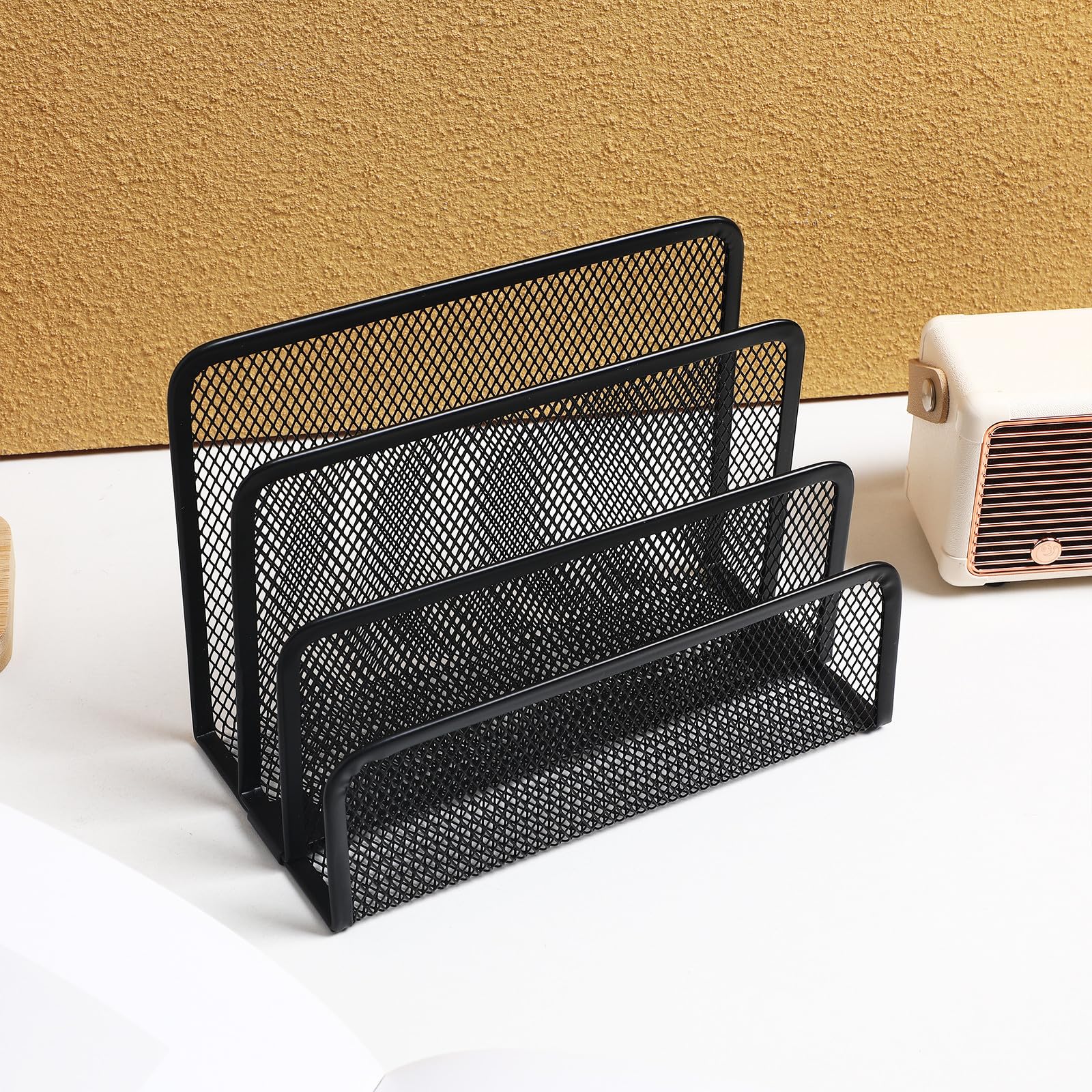 Organisateur De Fichiers Métallique À 3 Compartiments Trieur De Bureau Pour Documents A4 Porte-Dossiers Et Brochures Range Documents Compact 6.89X4.72X3.35In Rangement Bureau Pratique