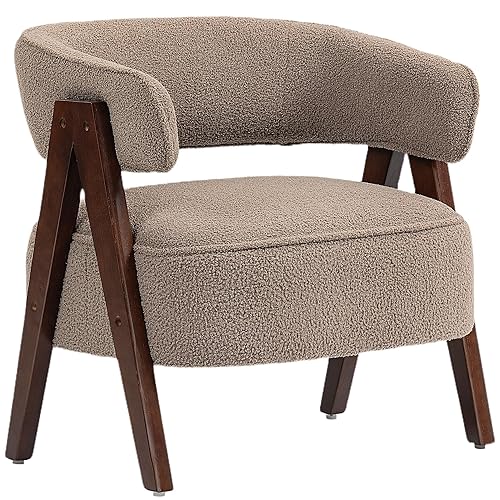 HOMCOM Fauteuil de Salon en Tissu Bouclette, Chaise rembourrée, Assise