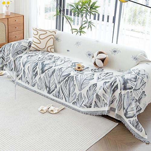 Miniatura 10 de Funda de sofá a rayas, estilo bohemio, funda de sofá para perros, fundas de sofá grandes para sofá biplaza, fundas de sofá de chenilla, lavables