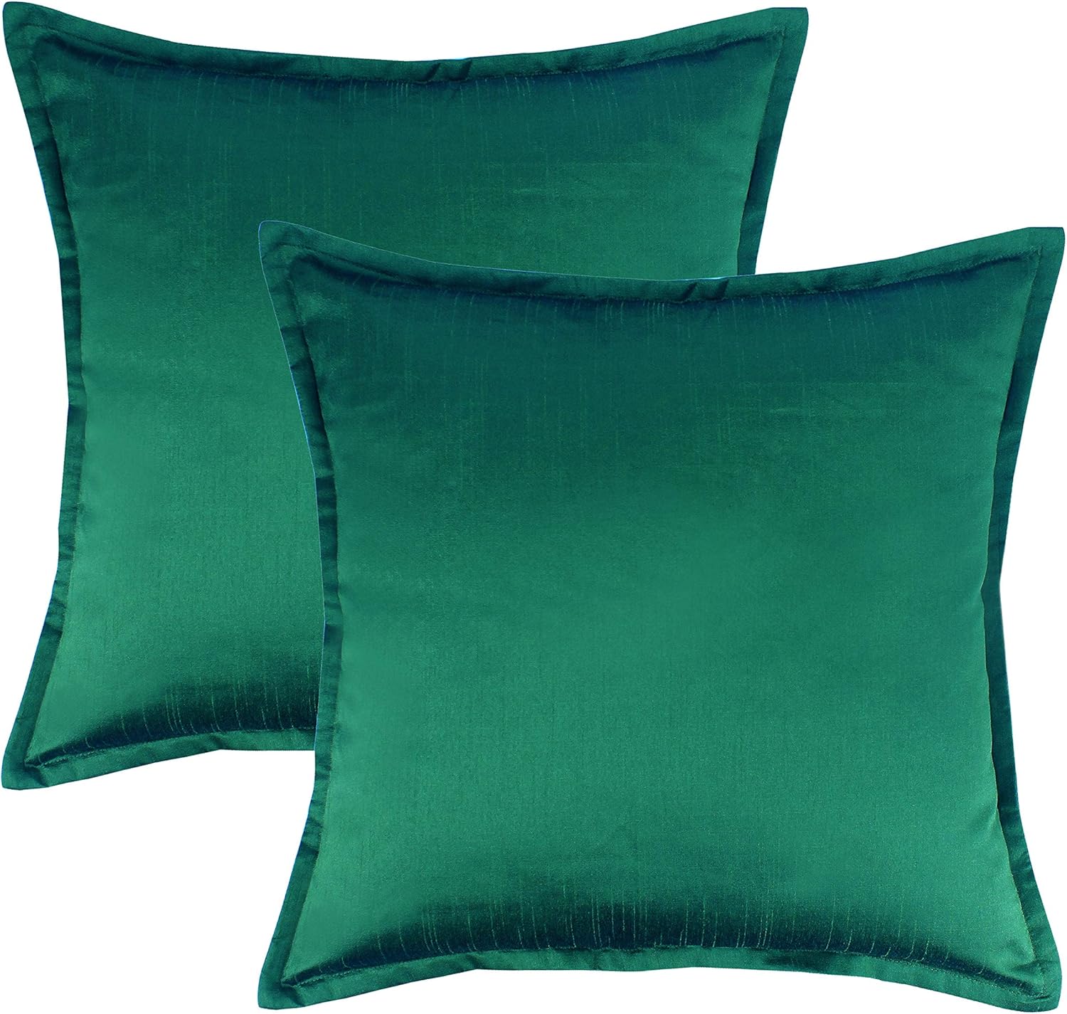 Set of 2 Emerald Green Euro Pillow Sham Covers with Flange