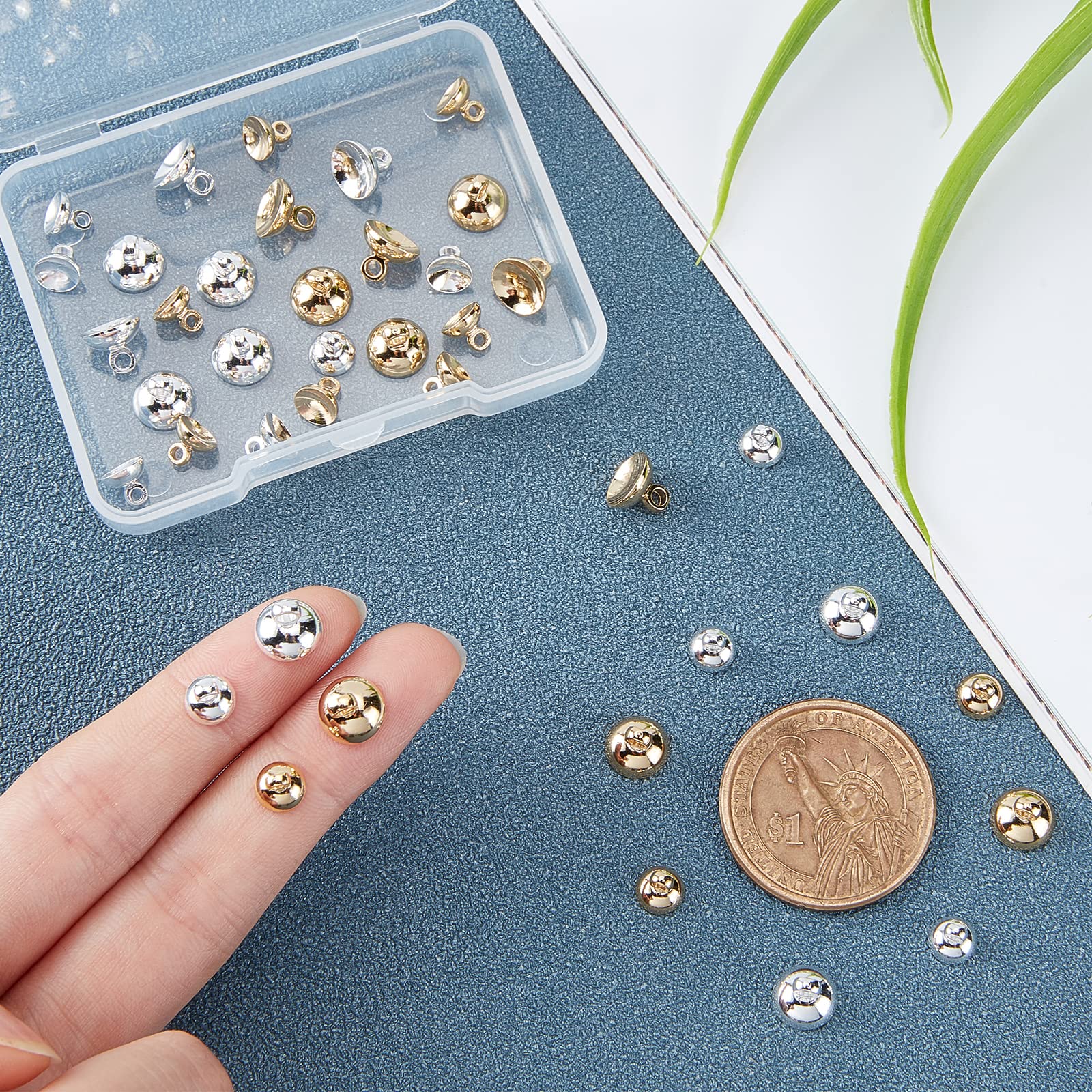 PH PandaHall 40 Pezzi Terminali A Cilindro Per Gioielli - 4 Stili In Ottone Oro E Argento, 5-11 Mm, Con Anello Per Ciondoli Fai Da Te - 3