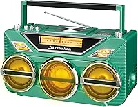 Vista 8 de Retro Studebaker Avanti Stereo Boombox con CD, radio estéreo FM, recepción y transmisión Bluetooth, espectáculo de luz LED y subwoofer de 15 W