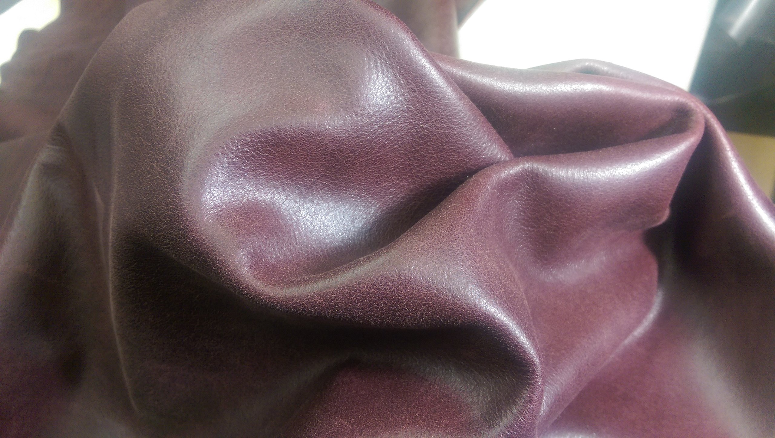 NAT Leathers Burgundy Garment Glazed Cowhide Hide Skin Leather 12-16 Sf by Nat Leathers