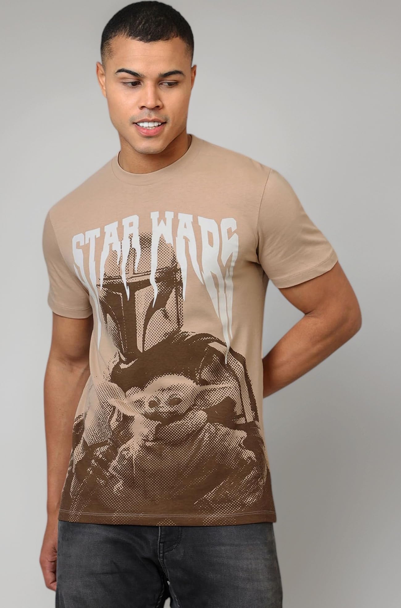 Official Star Wars :Power The Force Graphic Printed Pure Cotton Regular Fit Tshirt for Men