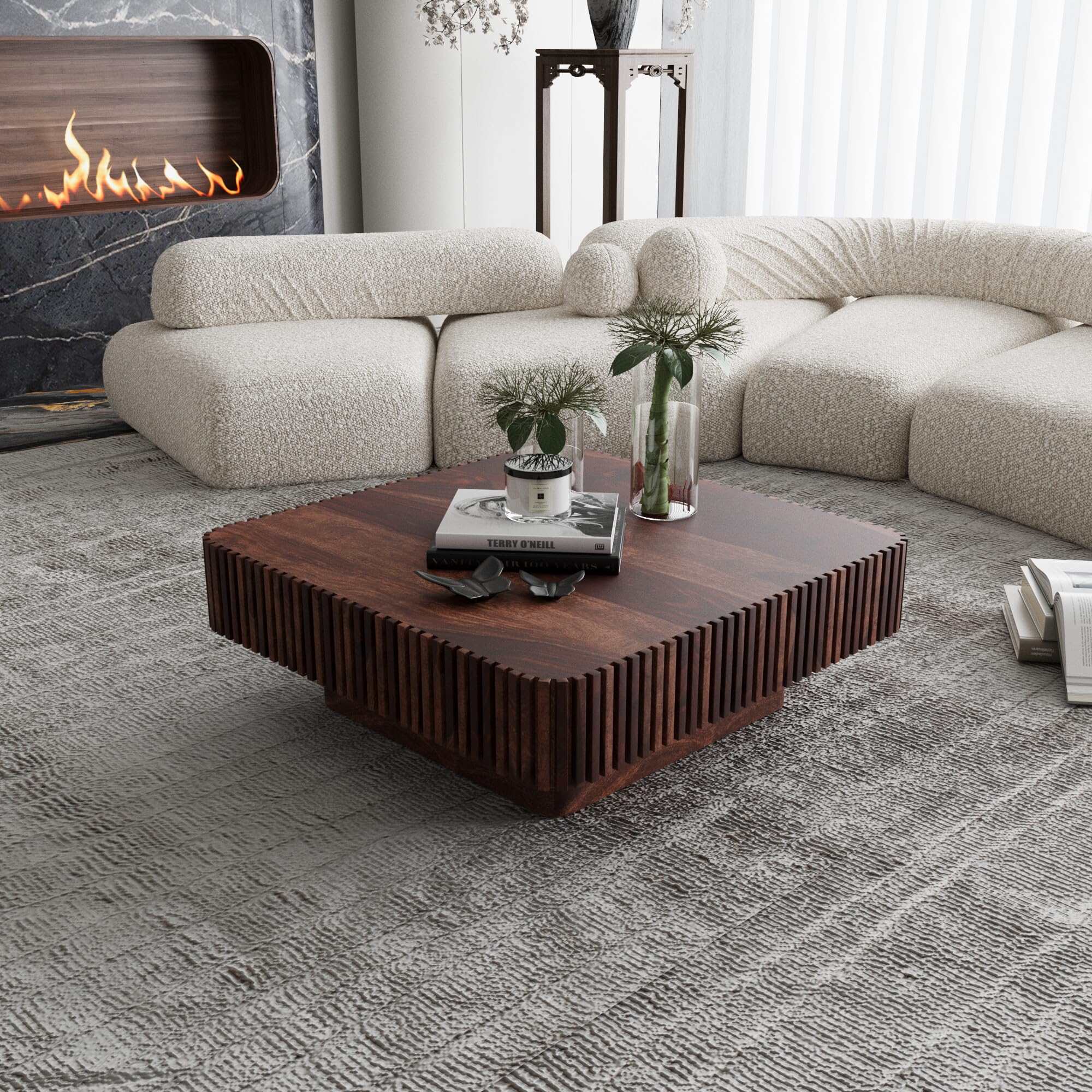 WOODY Furniture™ Wooden Coffee Table for Living Room | Solid Wood Center Teapoy Table for Home & Office Furniture | Tea Table (Natural Finish)-image-16