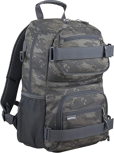 Miniatura 10 de Eastsport Mochila de viaje para monopatín con doble correa, bolsa para laptop de diseño multideportivo para hombres y mujeres, naranja blanco negro