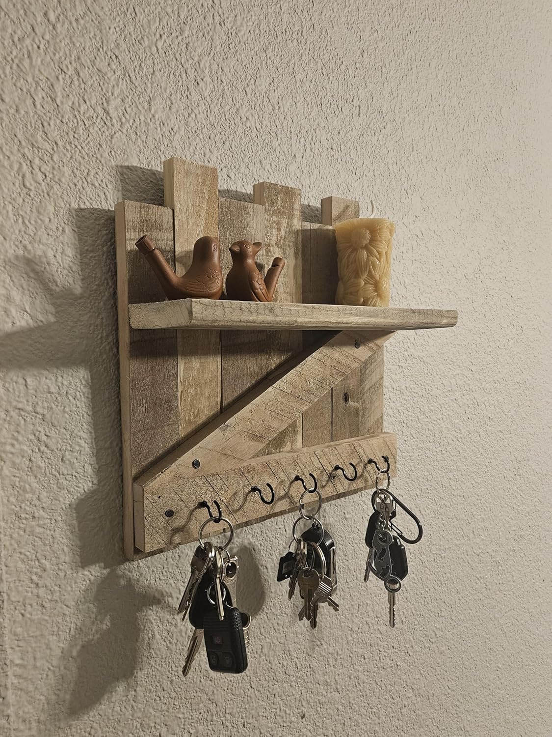Rustic barn Furniture Key Hook Entry Mail Organizer with Shelf, Vintage Antique Home Decor, Kitchen Gift Ideas