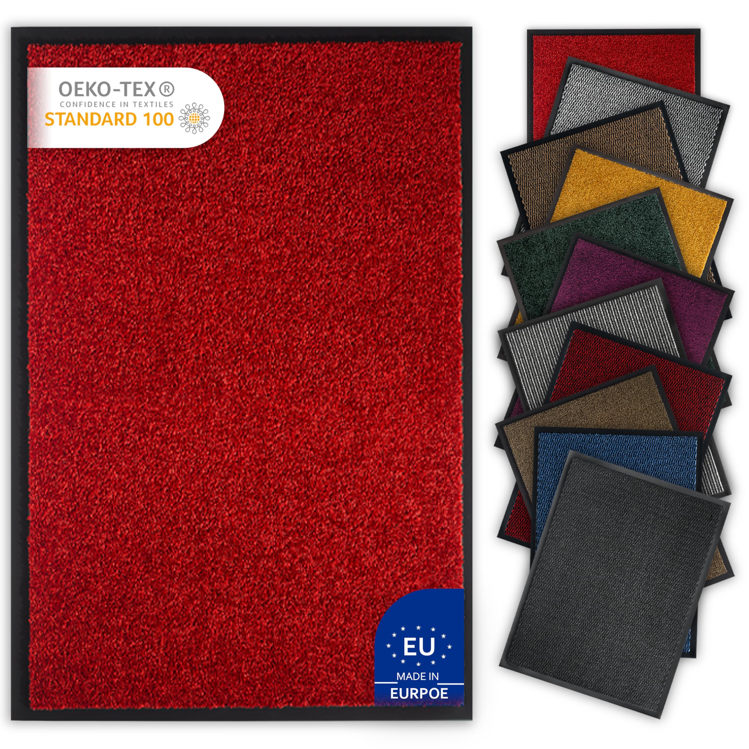Bodenständig Pulito da fulmine: lo zerbino definitivo per interni – rosso in parte superiore in tessuto assorbente 90 x 150 cm, perfetto come zerbino per interni ed esterni coperti.