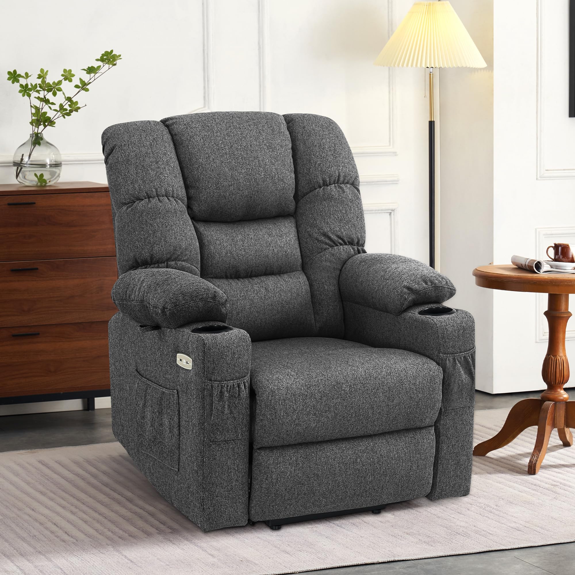 MCombo M poltrona elettrica con 3 motori, schienale e poggiapiedi regolabili, funzione di relax e reclinazione fino a 170°, Testa regolabile 7550 (Grigio)