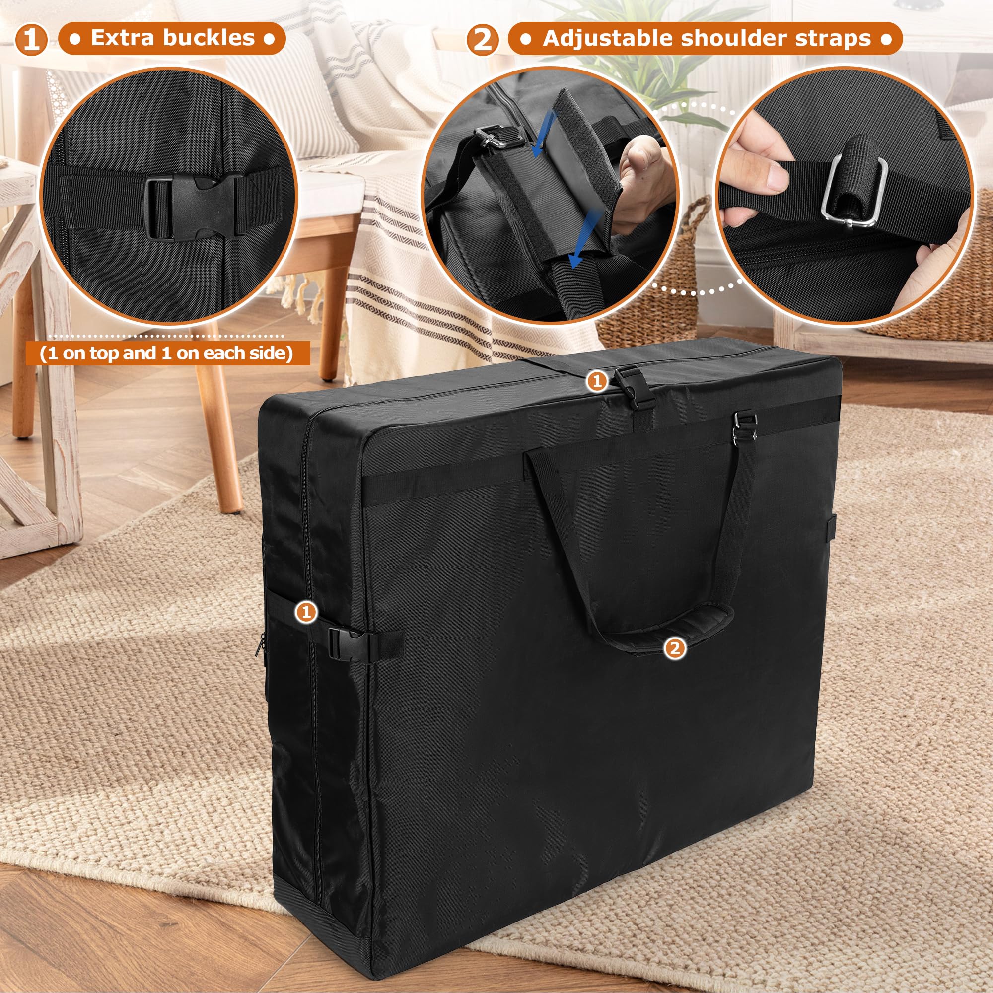 Luxja Bolsa para Camilla de Masaje Adapta Camilla de Masaje Plegable 24" a 30" de Ancho, Bolsa de Transporte para Mesa de Masaje con Bolsillos Accesorios, Negro