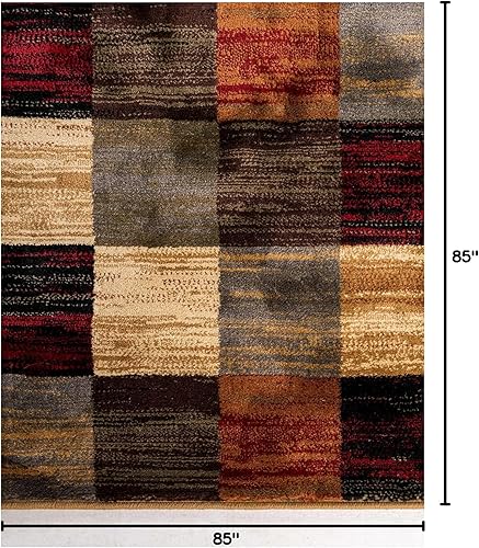 Miniatura 2 de Unique Loom Barista Collection - Alfombra de área (7 pies 1 pulgada, cuadrada, multicolor y marrón)