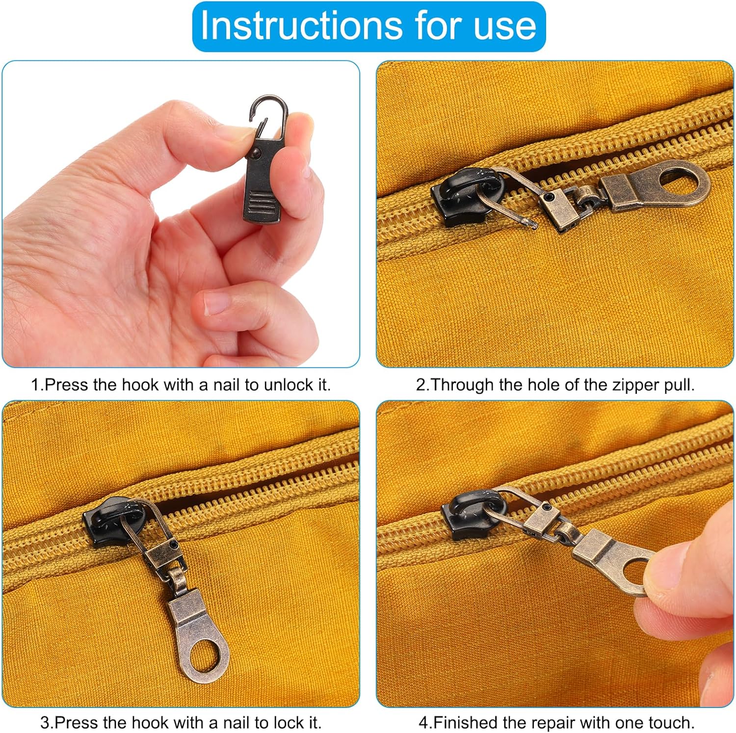 PATIKIL ジッパープル交換、取り外し可能なメタルジッパータブ修理キットハンドルフィクサーエクステンション 20個 荷物バックパ