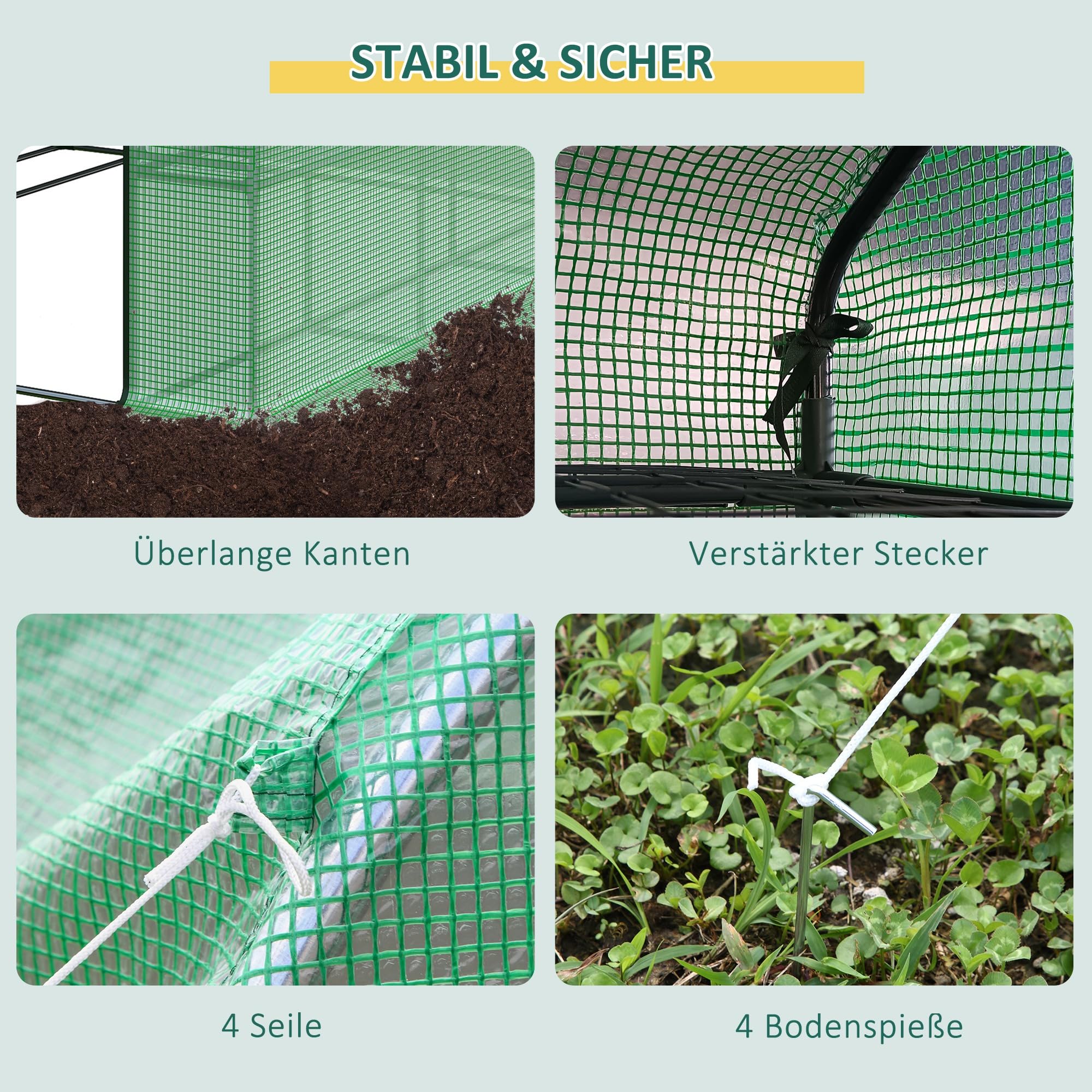 Outsunny Foliengewächshaus 8 Regalebenen mit Tür 143 x 138 x 190 cm Grün | Begehbares Gewächshaus, Tomatengewächshaus, Treibhaus, Frühbeet, Stahl, PE-Kunststoff