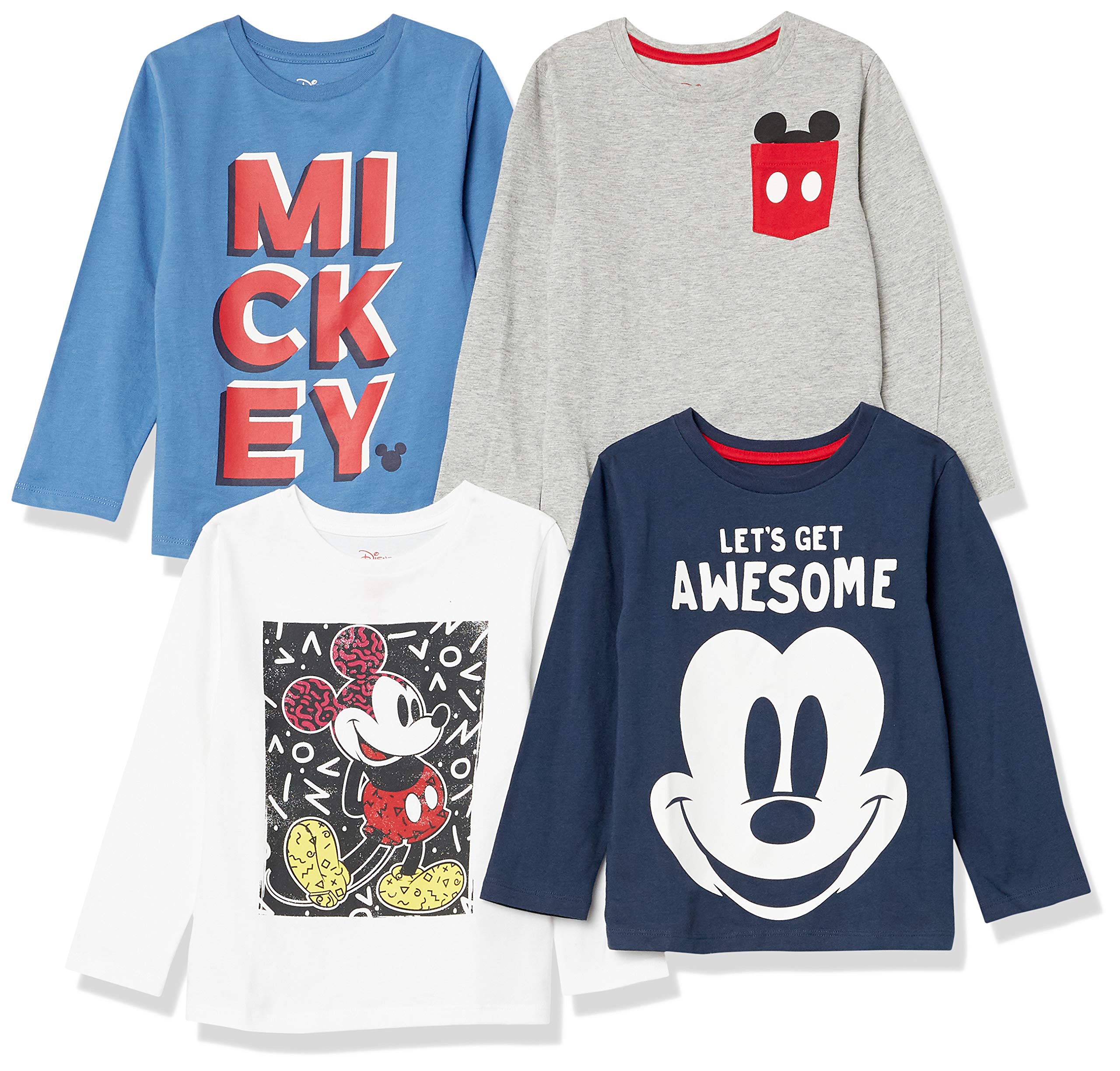 Amazon EssentialsDisney | Marvel | Star Wars Boys and Toddlers' Long-Sleeve T-Shirts (Previously Spotted Zebra), Pack of 4