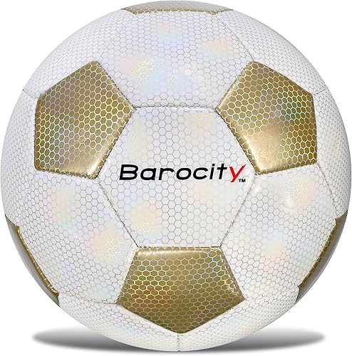 Balón de fútbol  Pelota oficial de primera calidad para niño y niña con genial patrón hexagonal iridiscente iridiscente de arcoíris, duradero, para