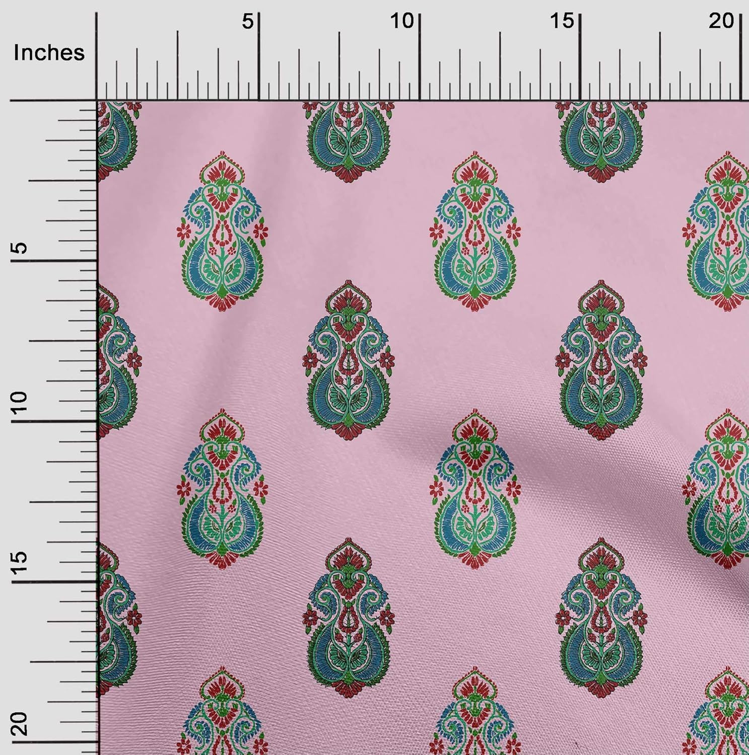 oneOone Polyester Spandex Blush Pink Fabric Floral & Paisley Block Quilting Supplies Print Sewing Fabric by The Yard 56 Inch Wide