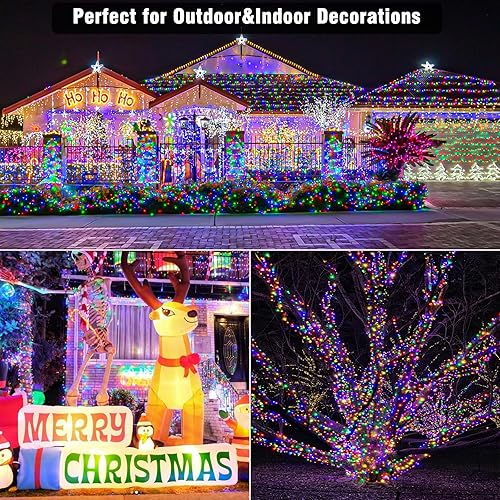 Miniatura 3 de Tira de 200 luces LED de Navidad de 66 pies para exteriores, 8 modos, cable transparente con memoria de tiempo, impermeable, enchufable, para