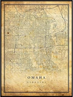 Omaha map Vintage Style Poster Print | Old City Artwork Prints | Antique Style Home Decor | Nebraska Wall Art Gift | map Posters 11x14
