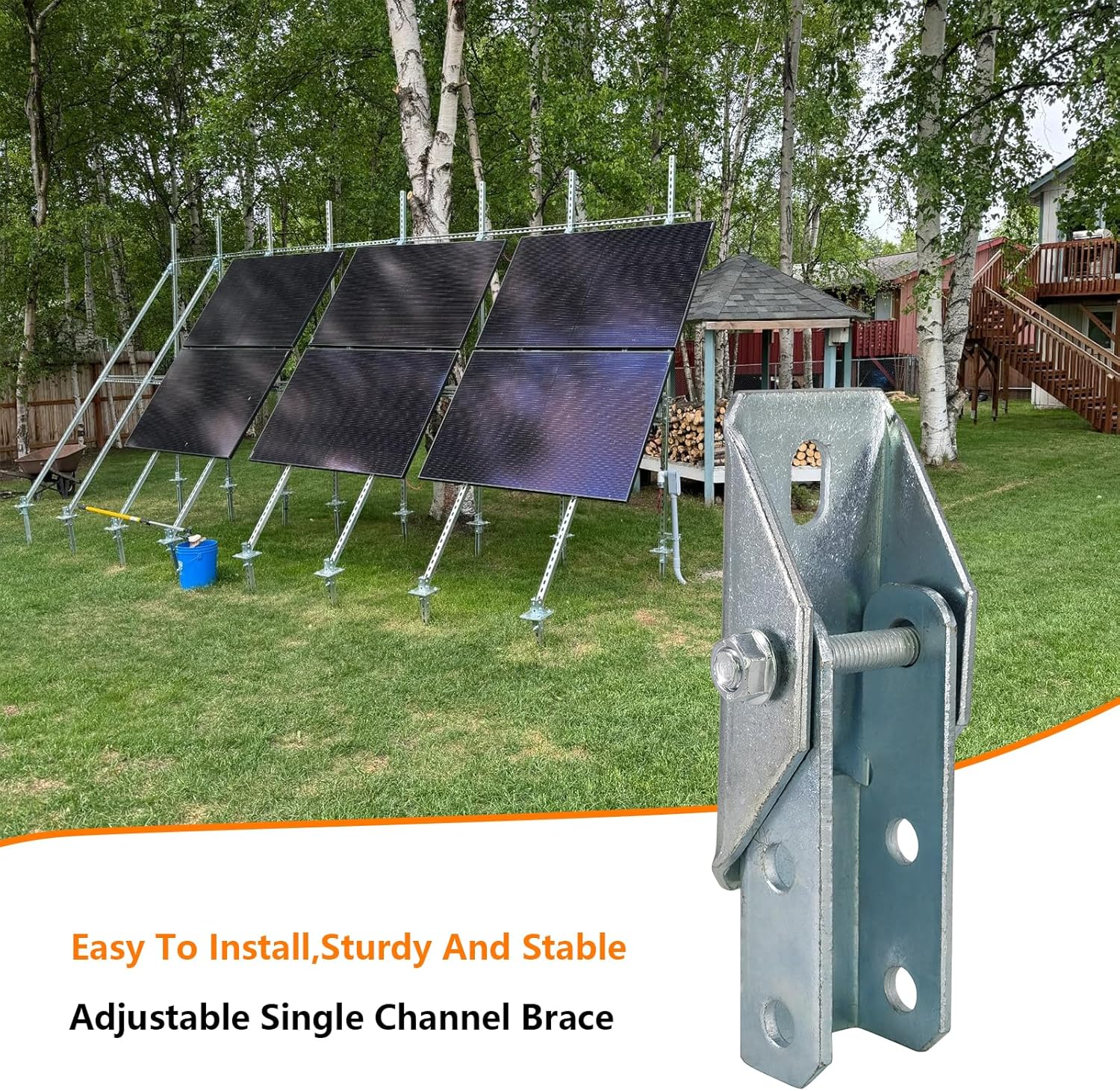 6 Pack Adjustable Brace Fitting 180 Degree Turn Joint Connector Base Brackets Fit for 1/2" Bolt in 1-5/8" Strut Channel