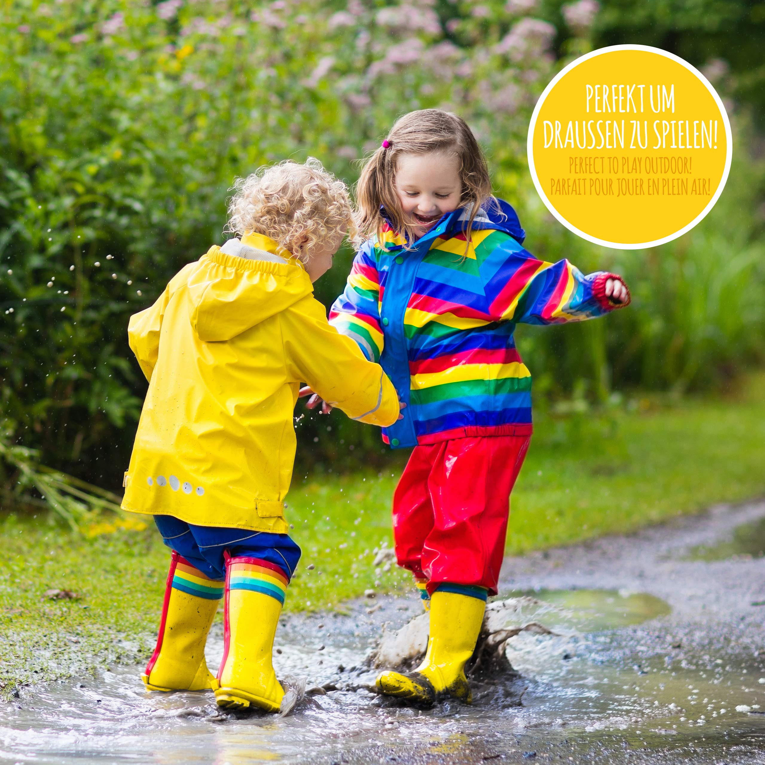 smileBaby wasserdichte Kinder Regenjacke Regenmantel mit Abnehmbarer Kapuze Unisex in Lila 80