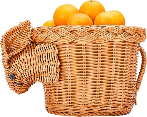 Prosumers Choice - Canasta de almacenamiento abierta en forma de conejo, canasta de mimbre tejida, decoración de guardería, organizador creativo