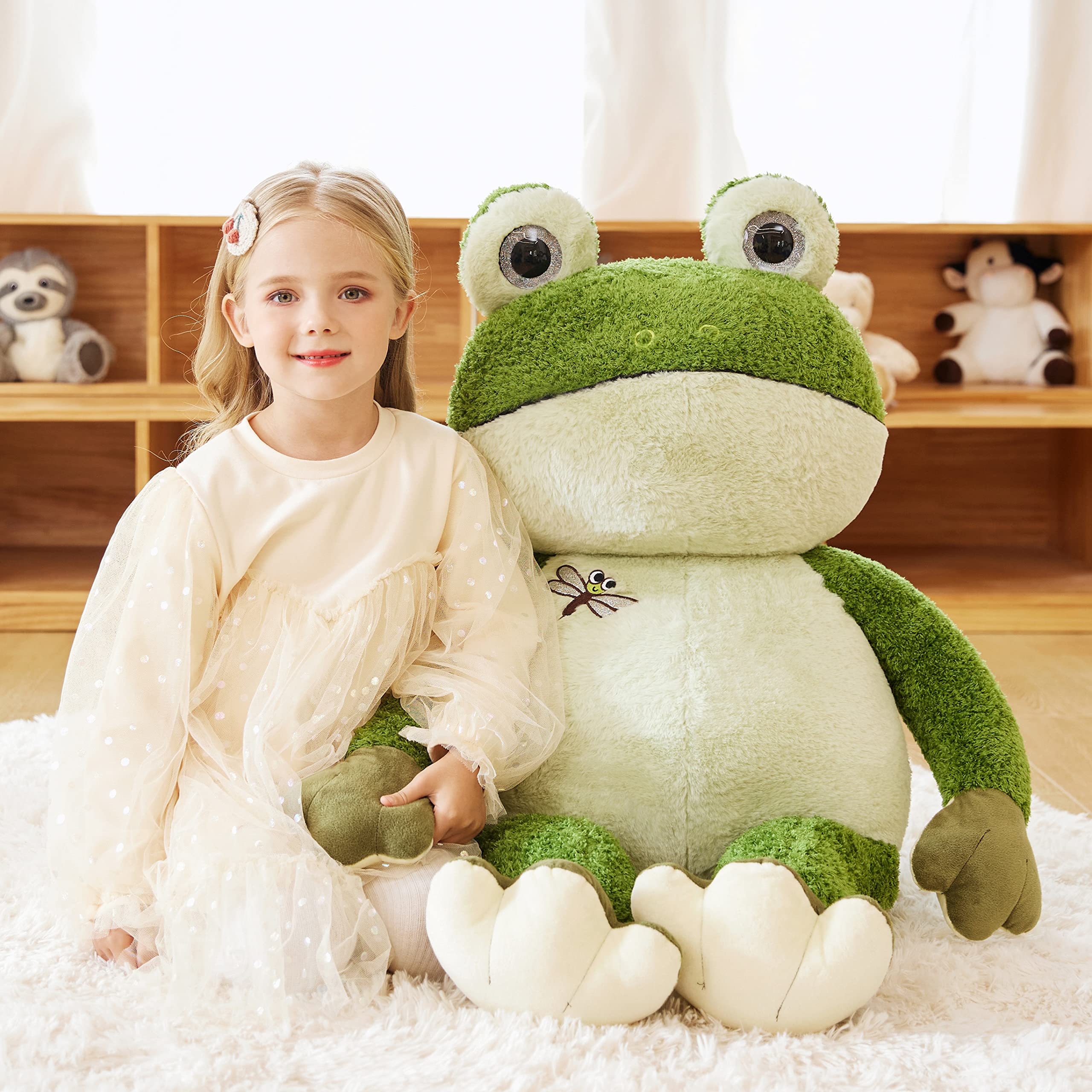 EARTHSOUND Duża żaba przytulanka, ogromna pluszowa zabawka, 78 cm, XL XXL, ogromna pluszowa zabawka, prezent dla dzieci