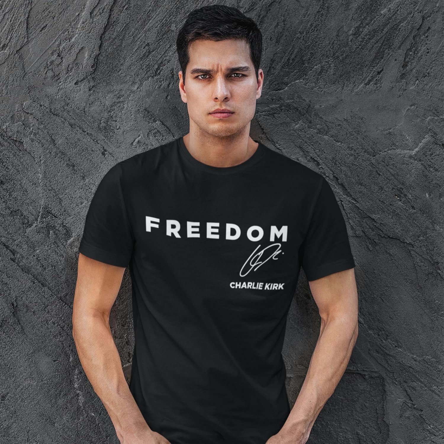 Freedom Shirt – Simple Freedom Text T Shirt for Men & Women Patriotic Men's Tshirts Graphic Tee - Image 2