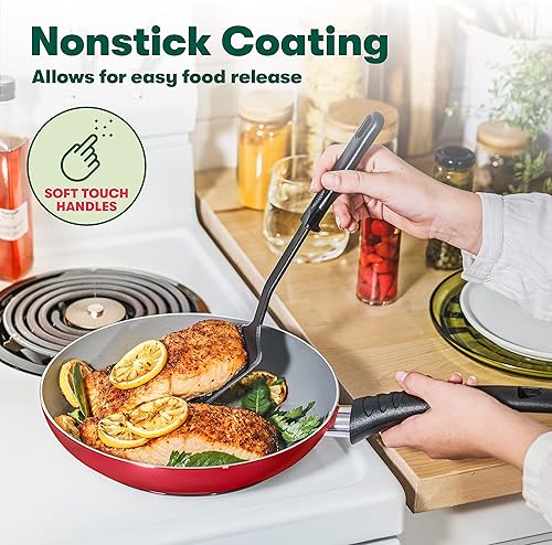 Miniatura 6 de BELLA Juego de 21 piezas para cocinar y almacenar artículos esenciales de cocina color rojo