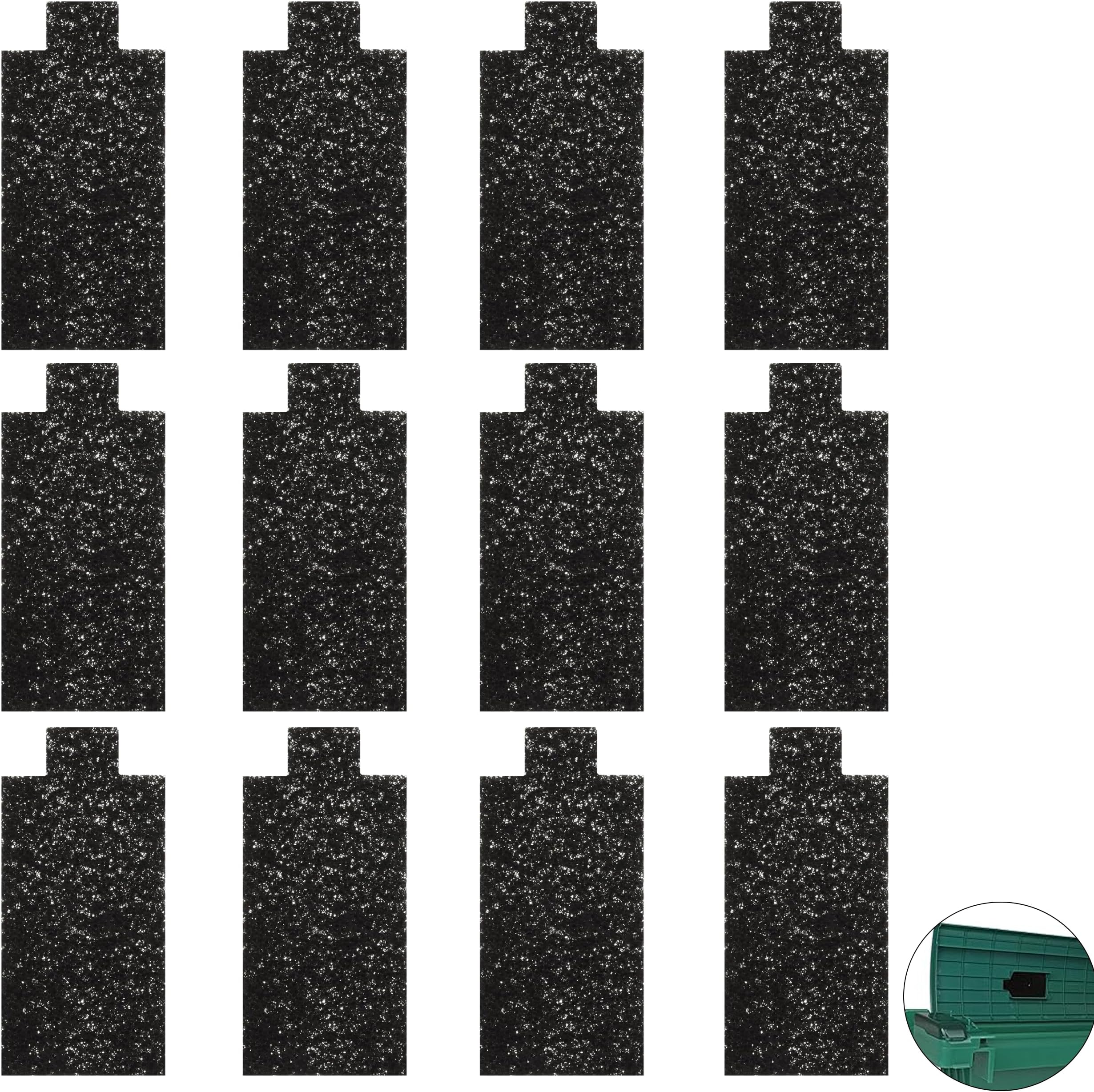 VIKOS Products (12-Pack, Black) Carbon Cotton Cat Litter Box Replacement Filt...