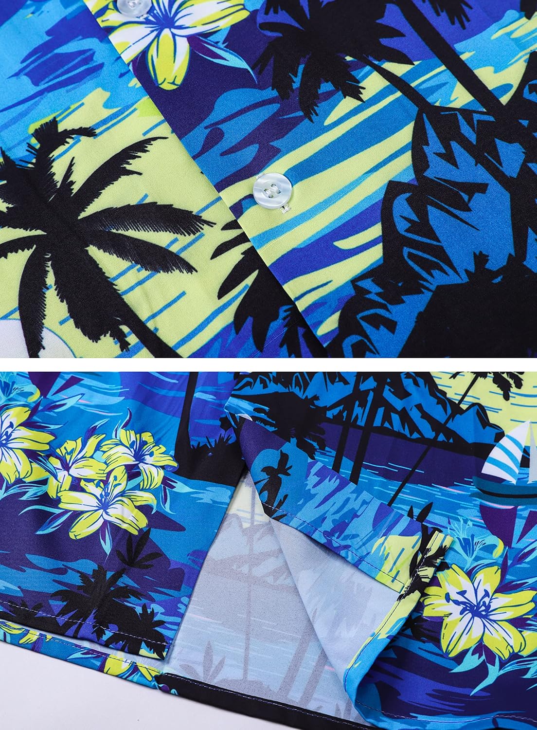 QZH.DUAO Men's & Boys Hawaiian Shirt Cuban Collar Short Sleeve Button Down Shirt Tropical Summer Beach Shirts - Image 5