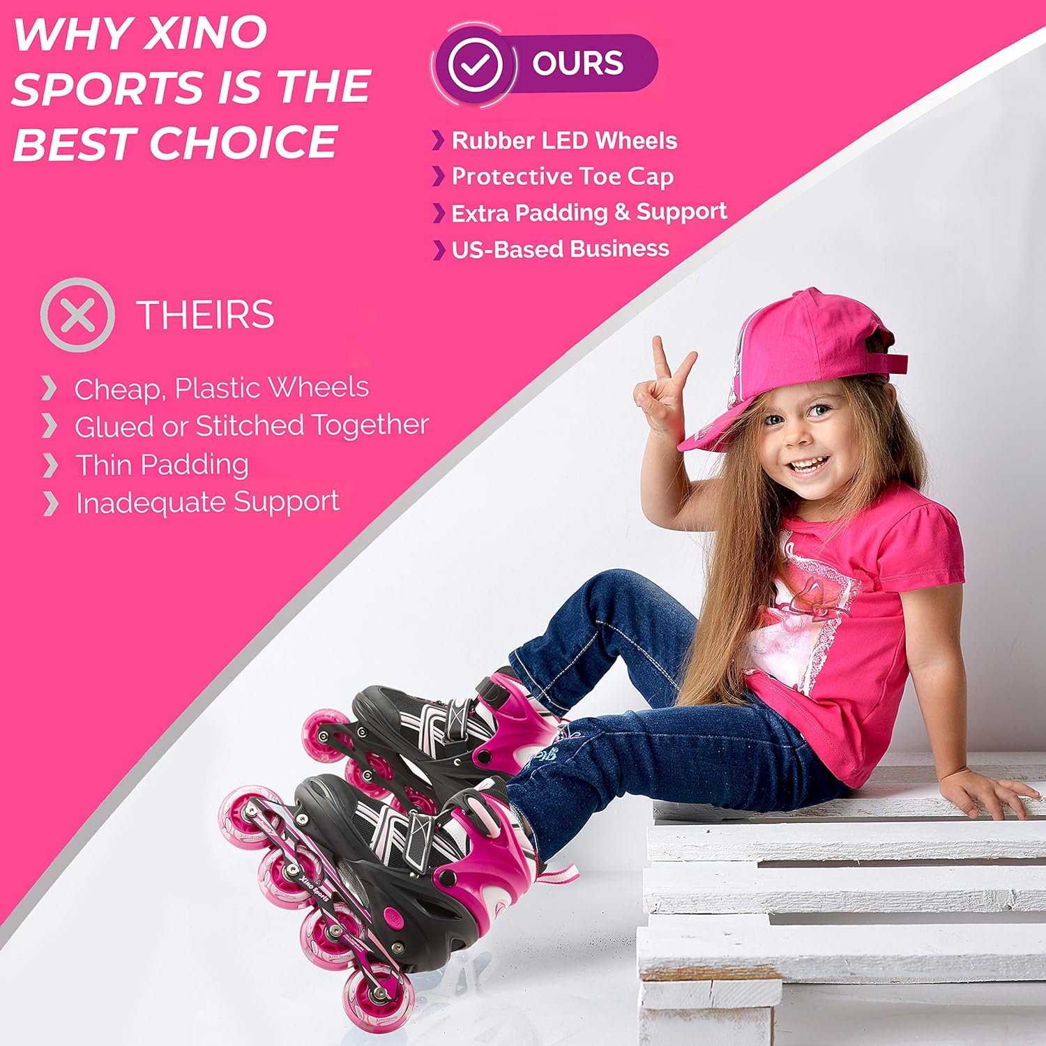 Xino Sports Kids Inline Skates for Girls & Boys - Adjustable Roller Blades with LED Illuminating Light Up Wheels - Youth Skates Can Be Used Indoors & Outdoors : Sports & Outdoors