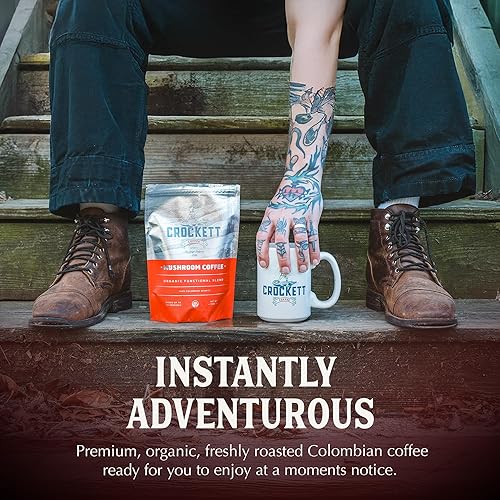 Miniatura 5 de Crockett Coffee Café orgánico de hongos con aceite MCT, mezcla funcional rica en antioxidantes de 7 hongos orgánicos para un enfoque claro, salud