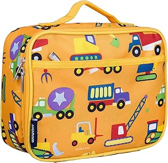 Wildkin Kids Insulated Lunch Box Bag for Boys & Girls, Reusable Kids Lunch Box is Perfect for Early Elementary Daycare School Travel, Ideal for Hot or Cold Snacks & Bento Boxes (Under Construction)