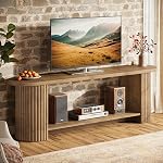 Meuble TV Tribesigns de 63 po pour TV de 50/55/65/75 po, centre de divertissement de style ferme avec étagère de rangement, meuble console de divertissement pour salon, chambre, couleur bois