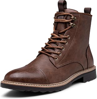 Vostey Mens Motorcycle Boots With Side Zipper Dress Boot