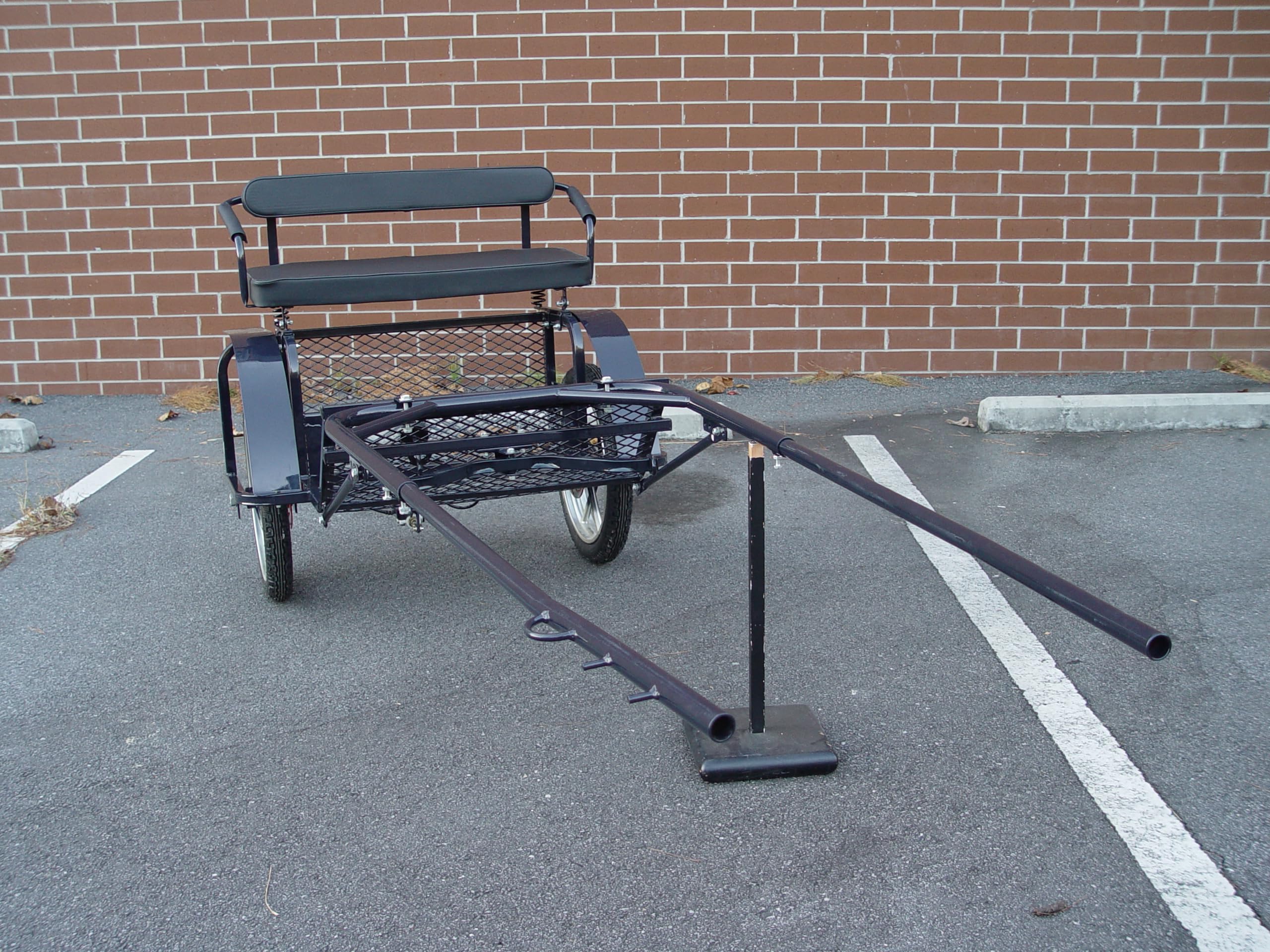 Animal Sports Two Wheel Horse Drawn Carriage for Small Ponies, Shetlands and Miniature (21' Inches) - Black and Burgundy