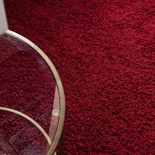 Miniatura 6 de Unique Loom Solid Shag Collection - Alfombra de área (7 pies 10 pulgadas x 10 pies, ovalada, rojo cereza)