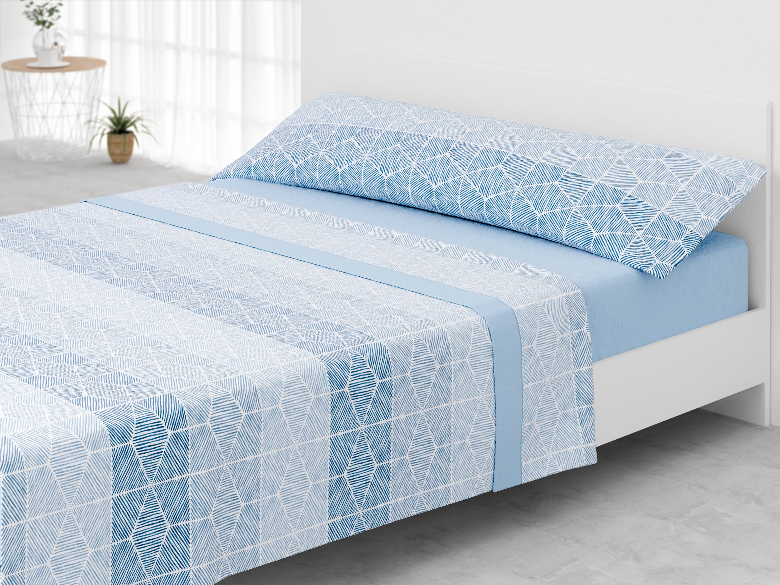 Liniva Home - Juego de Sábanas Coralina Estampada, térmica para Invierno - Modelo Alcaraz (Azul, 135)