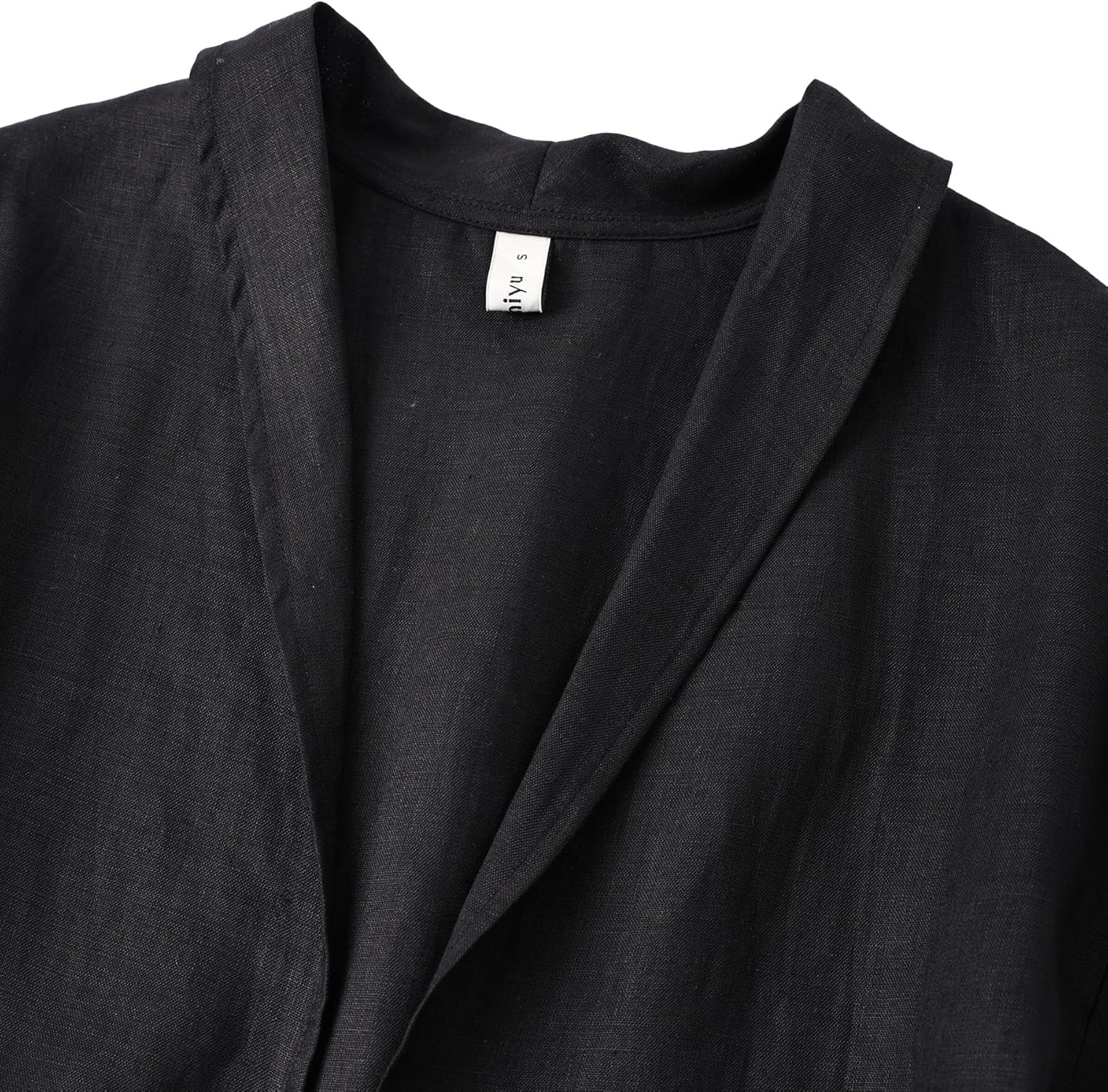 Amazhiyu Womens 100% Linen Lightweight Cardigans Long Sleeve Open Front with Tie