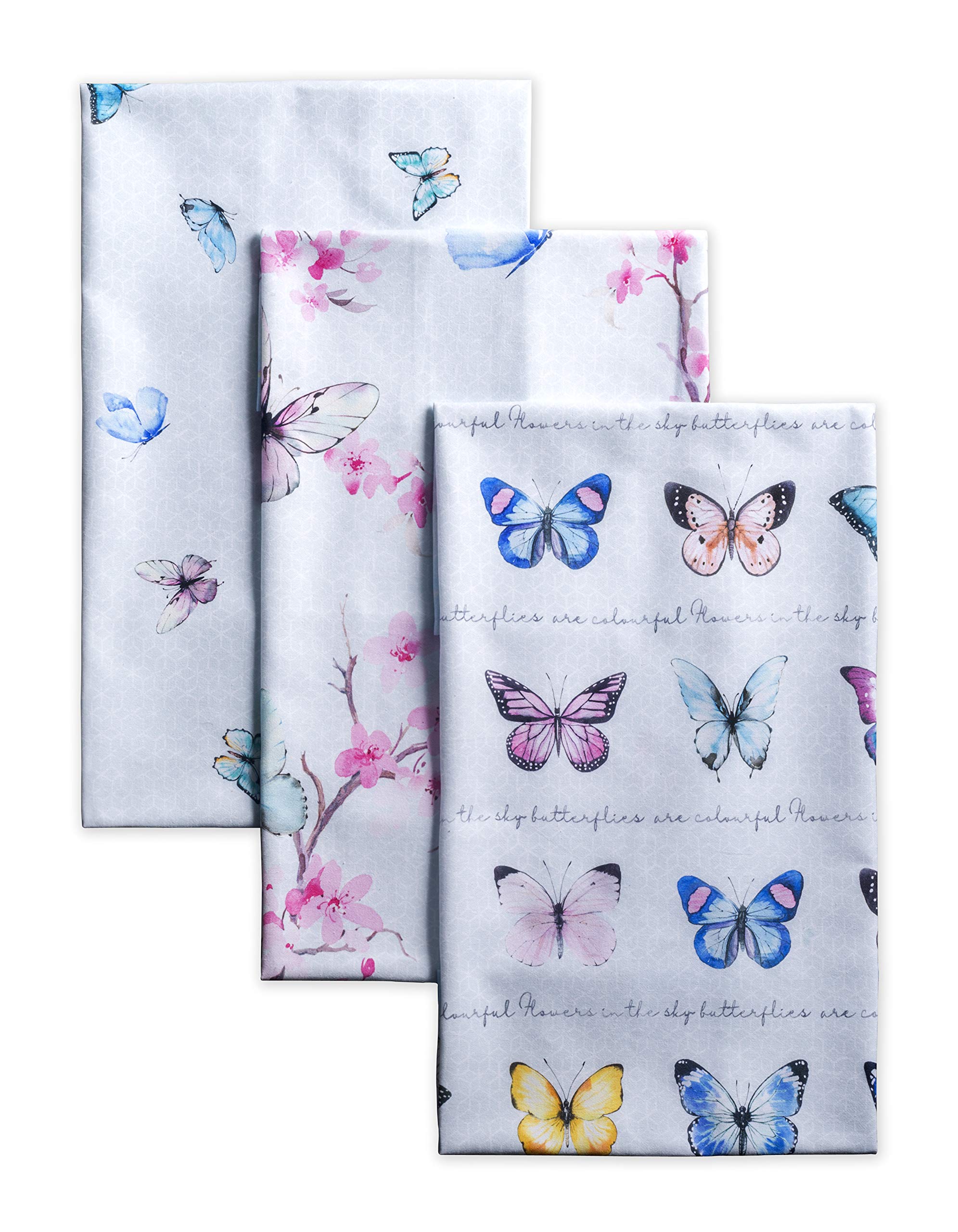 Maison d' HermineBlossom In Spring 100% Cotton Set of 3 Multi-Purpose Kitchen Towels | Bar Hand Towels | Spring/Summer (50 cm x 70 cm)