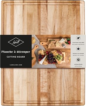 Large Canadian Maple Wood Cutting Board with Juice Groove - Chopping & Serving for Food Prep, Natural Durable Edge Grain Wooden Cutting Board for Kitchens - 14" x 20" x 0.75"