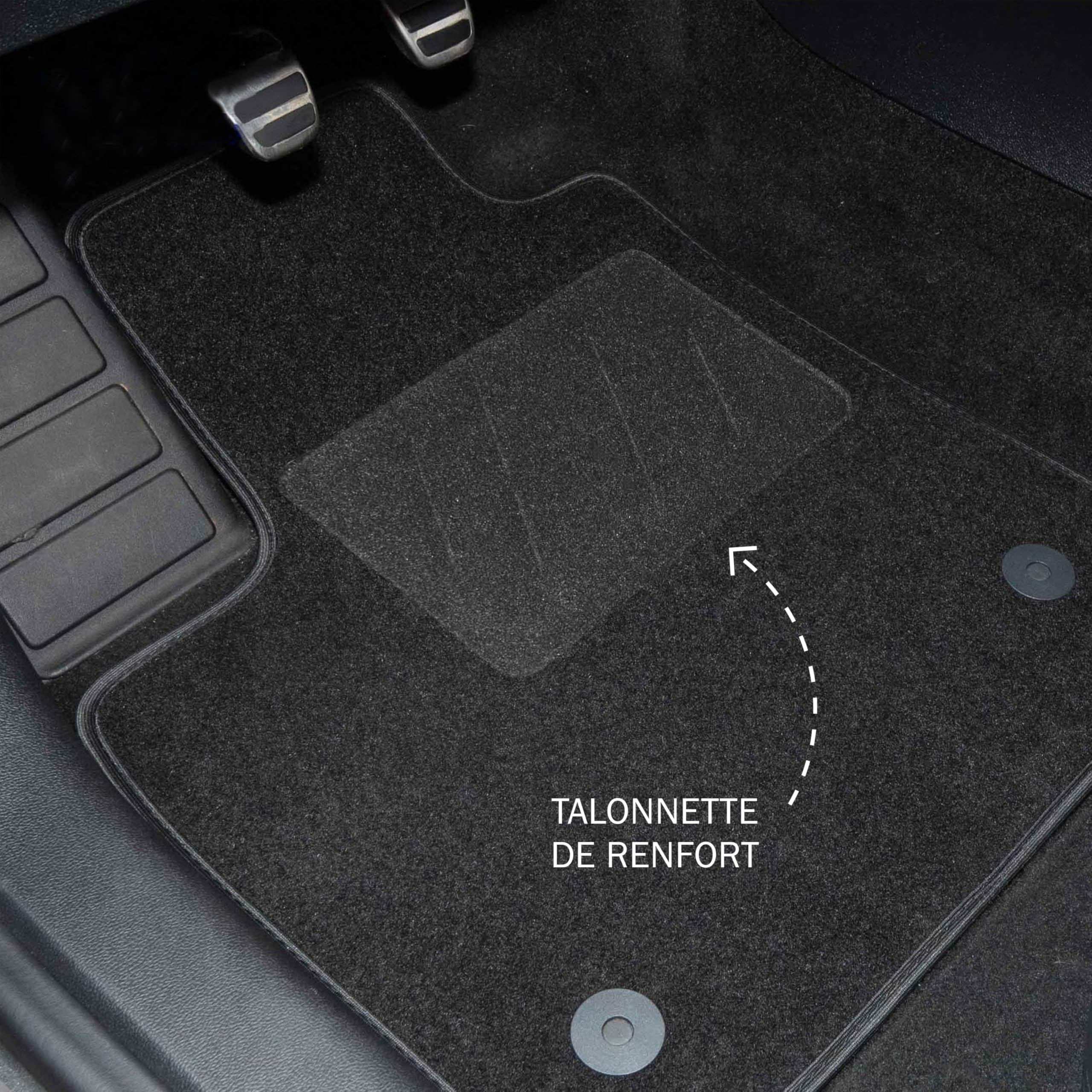 DBS – Tapis de Voiture - sur Mesure pour Renault 5 E Tech Electrique dès 01/2024 – Antidérapants avec Clips de Fixation – 4 Tapis Auto Avant/arrière – Moquette Noire