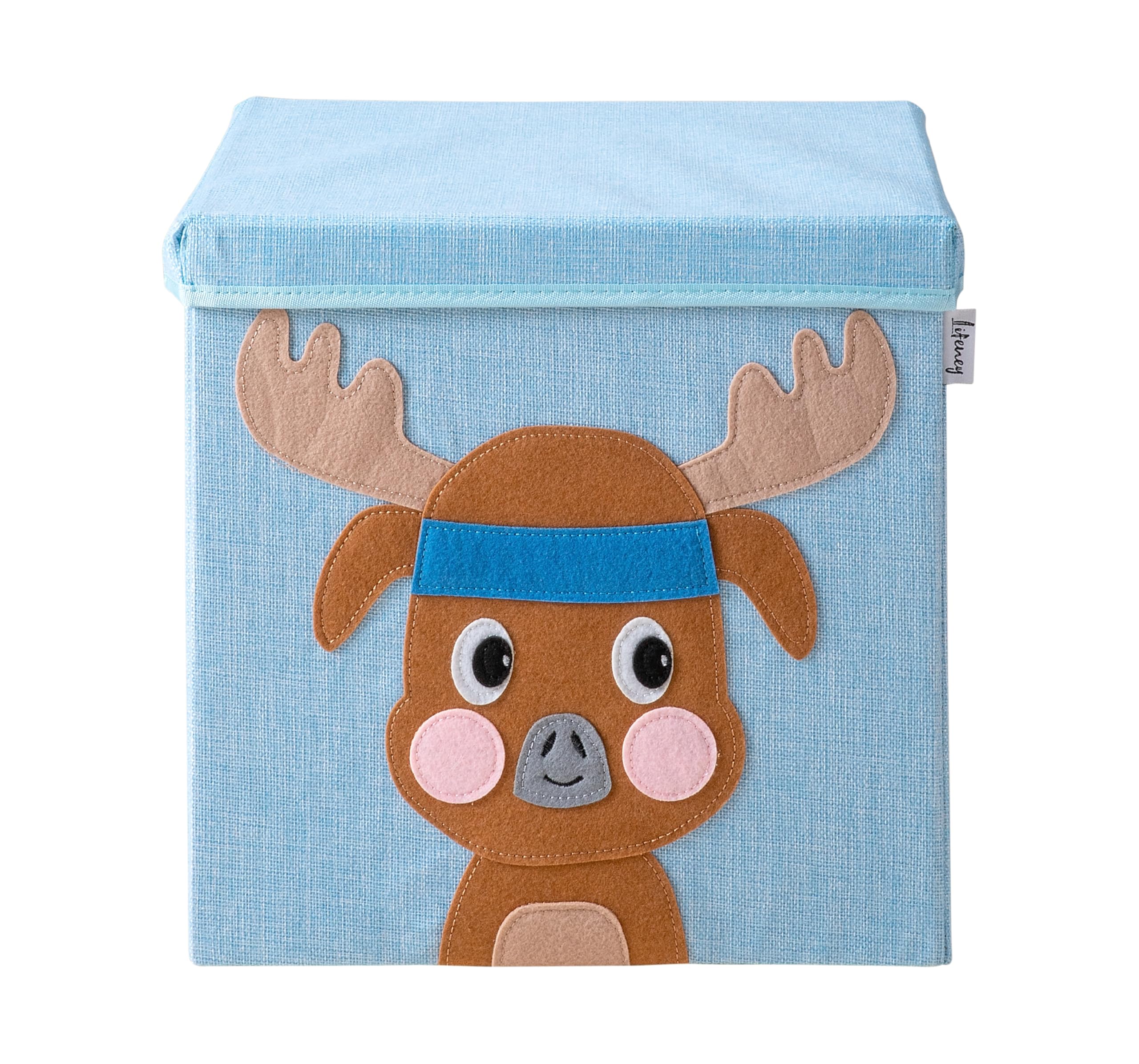 LIFENEY Storage Box with Lid and Deer Toy Box with Animal Motif Suitable for Cube Shelves Organiser Box for Children's Room