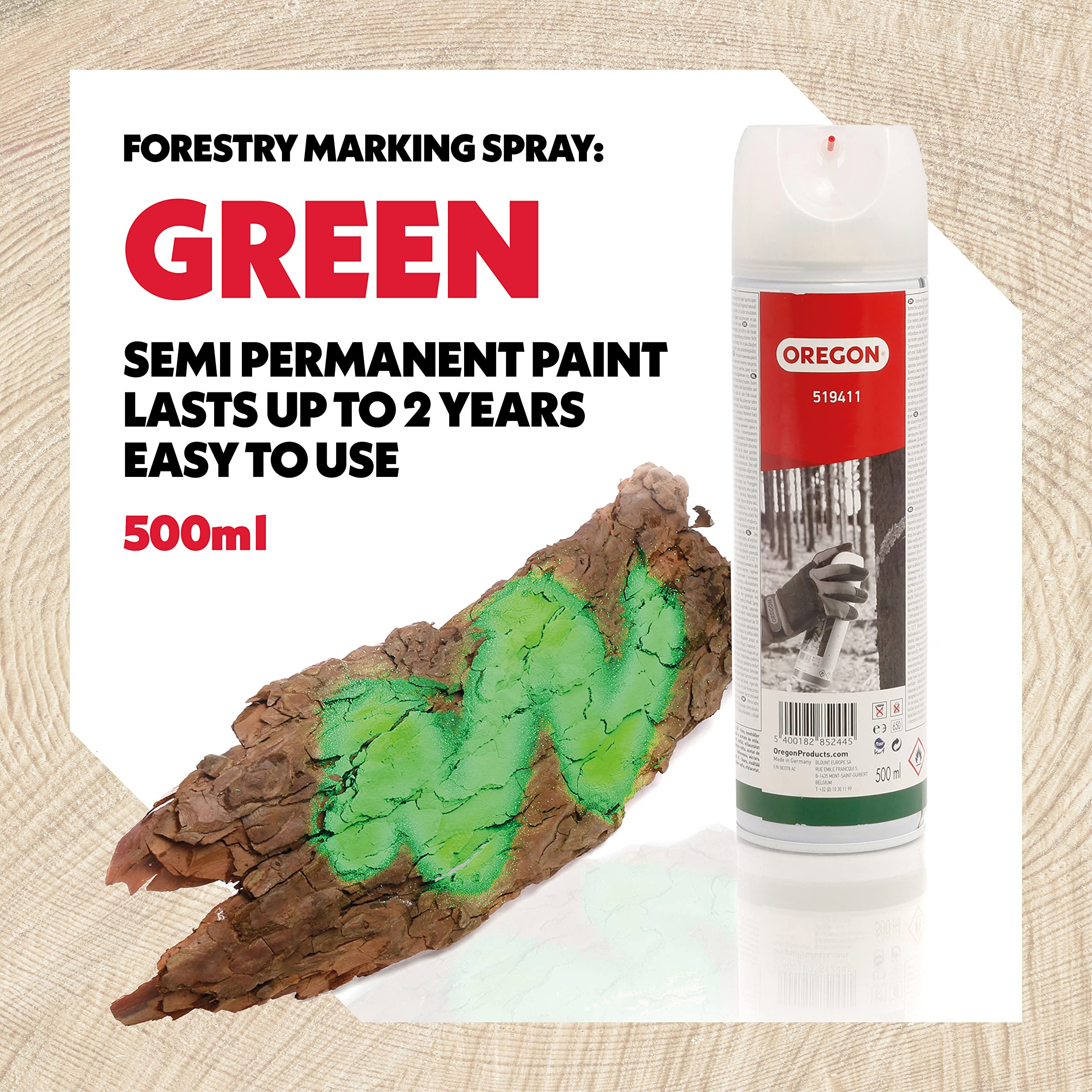 Vernice Spray Forestale Oregon Verde Fluorescente 500ml | Segnaletica Temporanea Fino A 2 Anni | Asciugatura Rapida