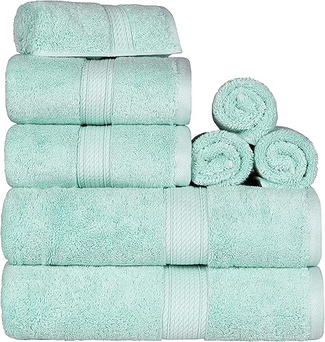 Vista 956 de SUPERIOR - Juego de toallas de algodón egipcio de 28.22 oz/m², incluye 2 toallas de baño, 2 toallas de mano, 2 toallas para la cara, artículos