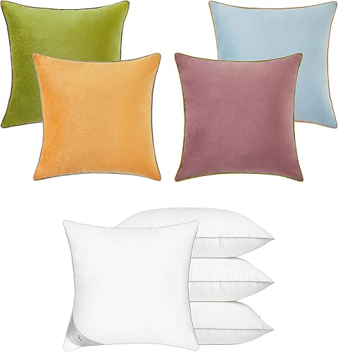 MONDAY MOOSE Fundas de almohada decorativas de 18 x 18 pulgadas y rellenos de almohada de 18 x 18 pulgadas, mezcla y combina para la decoración del