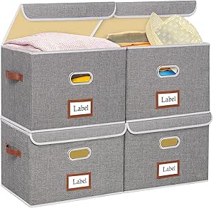 Fabric Storage Bins With Lid, 2 Handles And Clear Window, Washable
