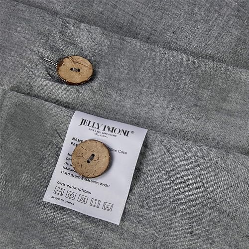 Miniatura 6 de JELLYMONI - Juego de funda de edredón 100 % algodón lavado, color negro, 3 piezas suaves con cierre de botones, funda de edredón con diseño de color