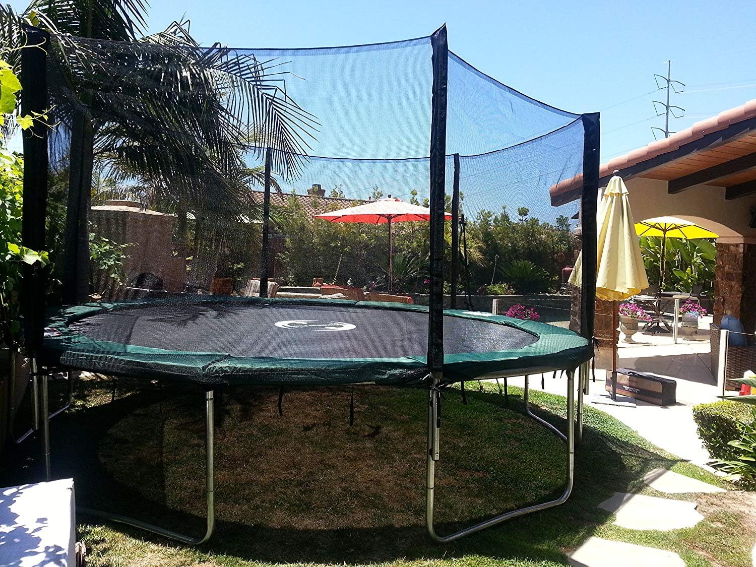 Happy Trampoline Round Trampolines 14 FT, 15 FT, 16 FT - ASTM Approved - Outdoor Gymnastic Trampolines for Adults and Kids with Net Enclosure